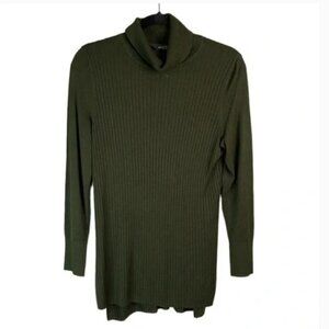 Michel Studio Forest Green Rib Knit Turtle Neck Sweater Long Sleeve 2X